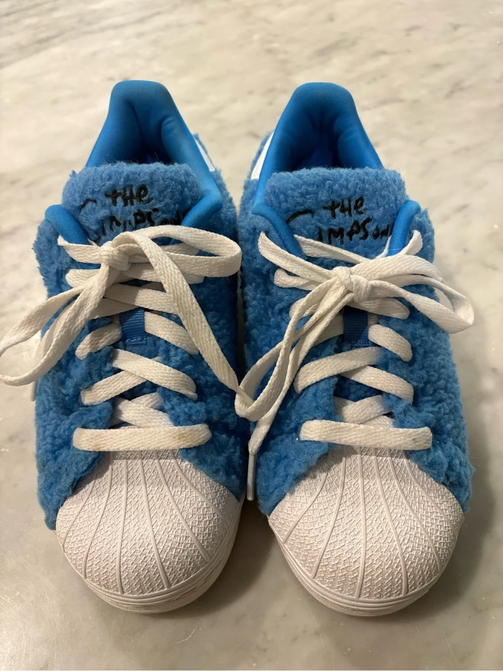 Adidas Superstar x The Simpsons Marge Blue Fuzzy Kids Shoes Size 4 Womens 5.5